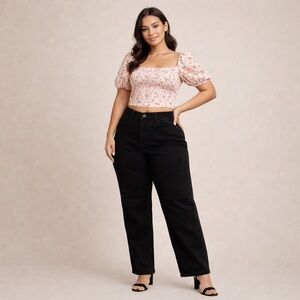 Ava & Viv Women’s/Junior’s Black High Rise Straight Jeans-size 17